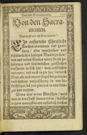 Von den Sacramenten.
