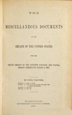 Senate documents. [401.] 1888/89, Vol. 1 = Congress 50, Sess. 2