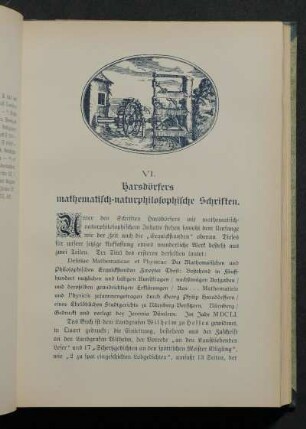 VI. Harsdörfers mathematisch-naturphilosophische Schiften.