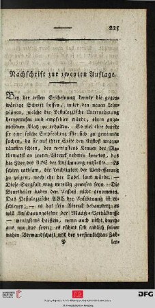 Nachschrift zur zweyten Auflage