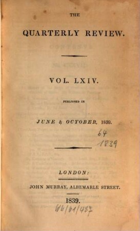 The quarterly review. 64 = No. 127 - 128. 1839