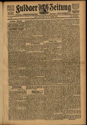 Erste Ausgabe vom Donnerstag, den 31. Oktober 1907.