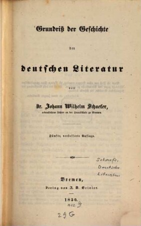 Grundriß der Geschichte der deutschen Literatur