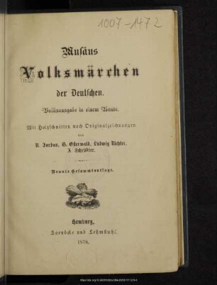 Musäus Volksmärchen der Deutschen : Volksausgabe in einem Bande