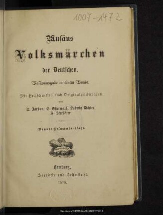 Musäus Volksmärchen der Deutschen : Volksausgabe in einem Bande