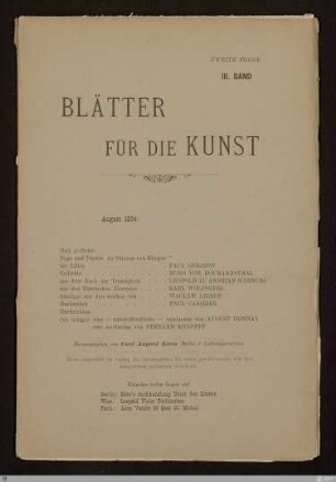2.F. 3.1894: [Blätter für die Kunst] Band 2.F. 3.1894
