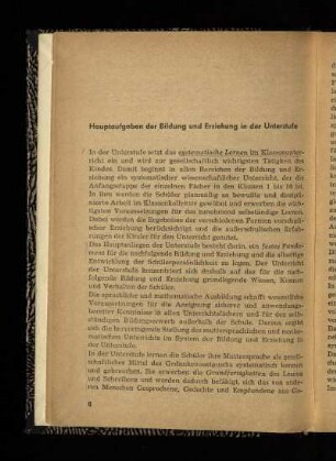 Hauptaufgaben der Bildung und Erziehung in der Unterstufe