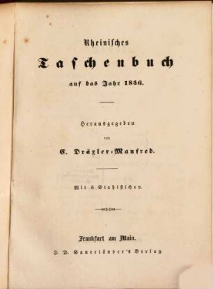 Rheinisches Taschenbuch auf das Jahr .... 1856