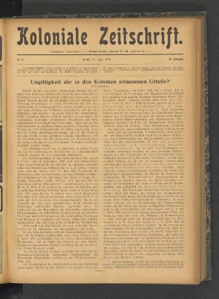 Ungültigkeit der in den Kolonien erlassenen Urteile?