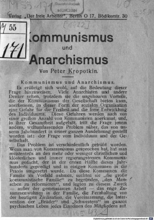 Kommunismus und Anarchismus