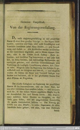 Siebentes Hauptstück. Von der Regierungsverfassung