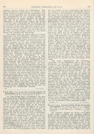 492-493 [Rezension] Schultz, Franz (Hrsg.), Thomas Murners Deutsche Schriften mit den Holzschnitten der Erstdrucke. Bd. III