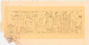 Griechisches Relief: Tafelszene griechischer Götter: Ansicht