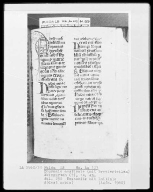 Diurnale aestivale mit Brevierteilen — Initiale A(dest nobis), Folio 250recto