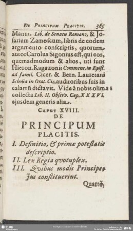 Caput XVIII. De Principum Placitis