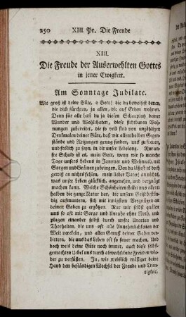 XIII. Die Freude des Auserwehlten Gottes in jener Einigkeit. - XIV. Die glückliche Befreyung der Auserwehlten ...