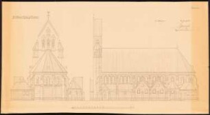 St. Benno-Kirche, Hannover-Linden: Seitenansicht und Rückansicht