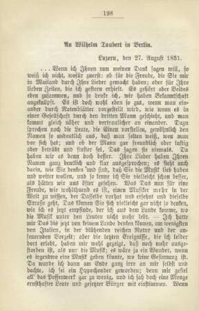 An Wilhelm Taubert in Berlin. Luzern, den 27. August 1831