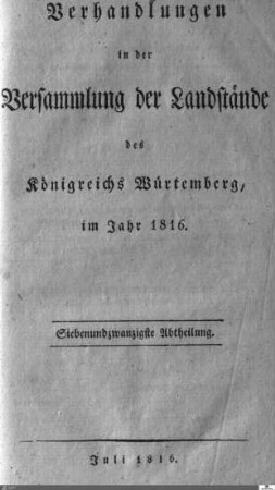 48: Ständeversammlung, Protokolle, 1816, Bd. 27