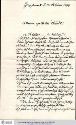 Brief vom 14.02.1899