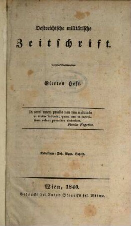 Oestreichische militärische Zeitschrift. 1840, 4/6