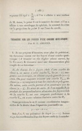 Théorème sur les foyers d'une courbe quelconque.