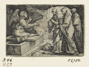 Engel verkündet den drei Marien die Auferstehung, Blatt 17 der Folge "Leben Christi"