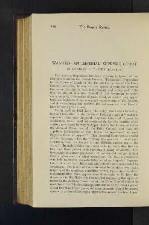 Wanted - An Imperial Supreme Court