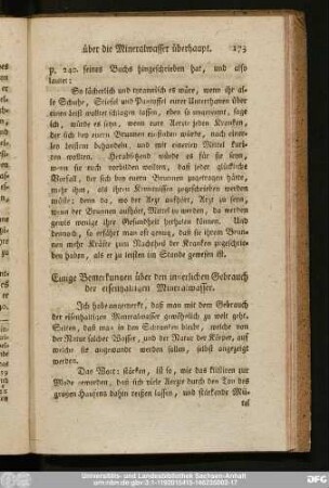 Einige Bemerkungen über den innerlichen Gebrauch der eisenhaltigen Mineralwasser.