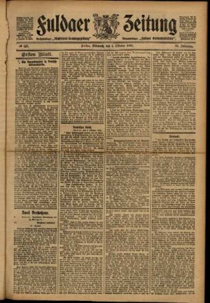 Erste Ausgabe vom Mittwoch, den 04. Oktober 1905.