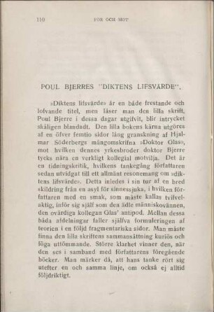Poul Bjerres "Diktens Lifsvärde".