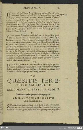 De Quaestits Per Epistolam Liberi. III. Aldi. Manutii Paulli F. Aldi. N.