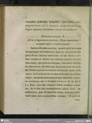 Observatio I. Error pragmaticorum primus: Deum iureiurando tanquam testem veritatis inuocari