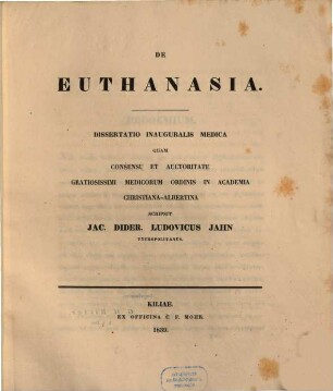 De euthanasia : Diss. inaug. med.
