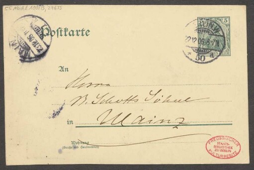 Brief an B. Schott's Söhne : 22.12.1906