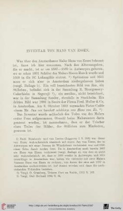 Inventar von Hans van Essen