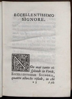 Eccellentissiomo Signore.