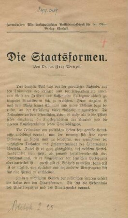 Die Staatsformen