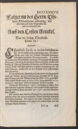 Auff den Ersten Artickel.