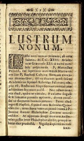 Lustrum Nonum.