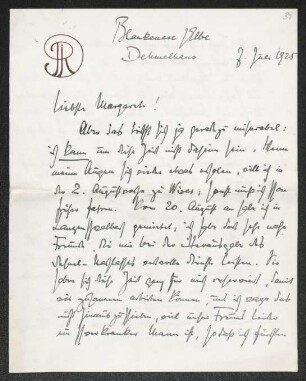 Brief von Ida Dehmel an Margarete Hauptmann, geschrieben von Unbekannt