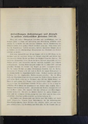 Erforschungen, Erkundungen und Kämpfe in unsern afrikanischen Kolonien 1907/08.