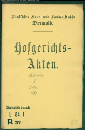 Reineke, Bernd Nr. 23 zu Holzhausen (Amt Schötmar) gegen Philipp Tito, Konduktor zu Sylbach - Bürgschaft