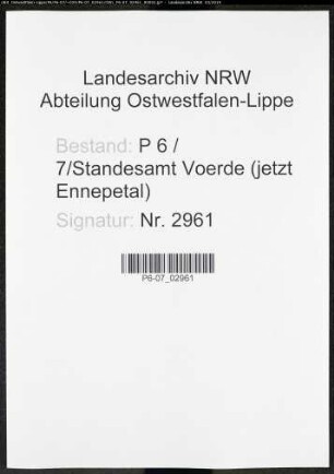 Sterberegister Standesamt Voerde