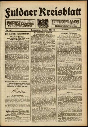 Ausgabe vom Donnerstag, den 24. Oktober 1918.