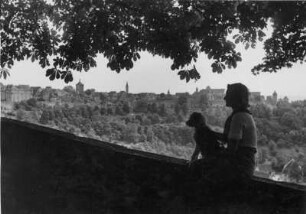 Auf der Stadtmauer von Rothenburg ob der Tauber.