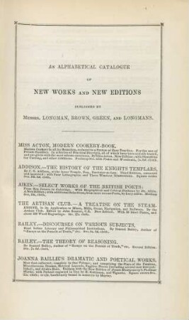 An alphabetical catalogue of new works and new editions published by Messrs. Longman, Brown, Green, and Longmans