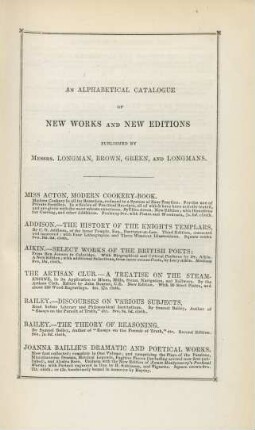 An alphabetical catalogue of new works and new editions published by Messrs. Longman, Brown, Green, and Longmans