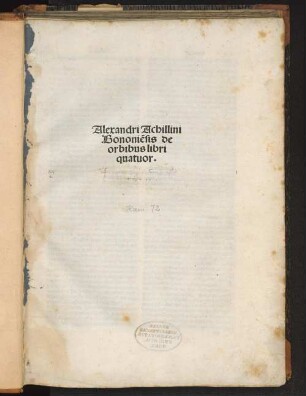 Alexandri Achillini Bononie[n]sis de orbibus libri quatuor
