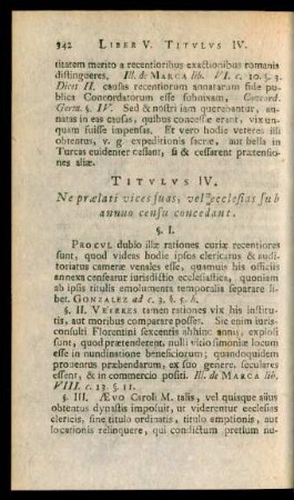Titulus IV. Ne praelati vices suas, vel ecclesias sub annuo censu concedant.